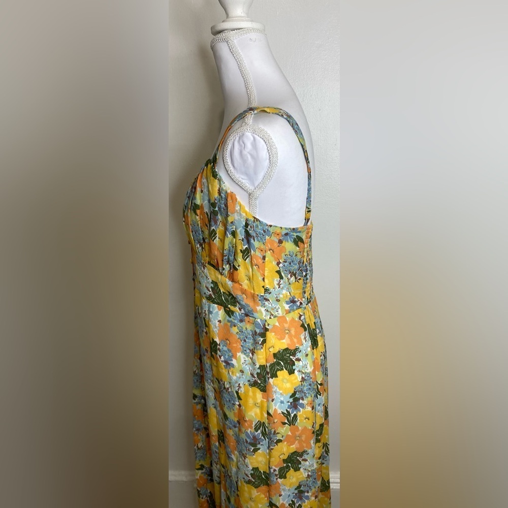 NWOT Abercrombie & Fitch Yellow Floral Slim Midi Dress Adjustable Straps - Picture 11 of 16